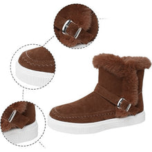 Load image into Gallery viewer, Elecsop Snow Boots for Women, Comfortable Non-Slip Pink Winter Boots for Women, Fashion Suede Snow Boots with Side Zip