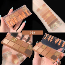 Load image into Gallery viewer, DIKALU 10 Colors Eyeshadow Pearly Matte Earth Color Eyeshadow Palette Shiny Sequins Eye Shadow Eye Pigments Long Lasting Makeup