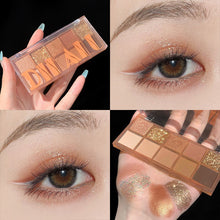 Load image into Gallery viewer, DIKALU 10 Colors Eyeshadow Pearly Matte Earth Color Eyeshadow Palette Shiny Sequins Eye Shadow Eye Pigments Long Lasting Makeup