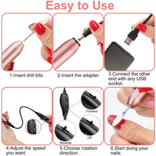 Load image into Gallery viewer, Electric Nail Drill Machine 20000 RPM Manicure Machine Set USB Charging Mill Cutter for Manicure Nail File Pedicure Tools