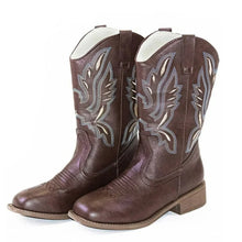 Load image into Gallery viewer, Elecsop Cowboy Boots for Women, Western Cowgirl Boots with Classic Embroidery, Mid-Calf Square Toe womens cowboy boots, Fashion, Brown
