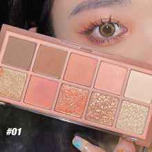 Load image into Gallery viewer, DIKALU 10 Colors Eyeshadow Pearly Matte Earth Color Eyeshadow Palette Shiny Sequins Eye Shadow Eye Pigments Long Lasting Makeup
