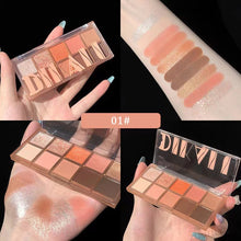 Load image into Gallery viewer, DIKALU 10 Colors Eyeshadow Pearly Matte Earth Color Eyeshadow Palette Shiny Sequins Eye Shadow Eye Pigments Long Lasting Makeup
