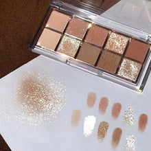 Load image into Gallery viewer, DIKALU 10 Colors Eyeshadow Pearly Matte Earth Color Eyeshadow Palette Shiny Sequins Eye Shadow Eye Pigments Long Lasting Makeup
